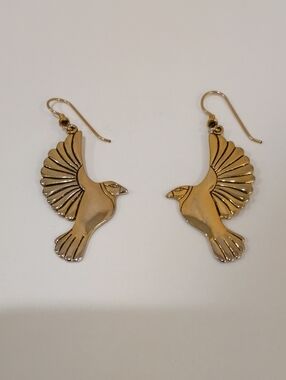 Laurel Burch Gold Dove Earrings - Vintage 1980s!